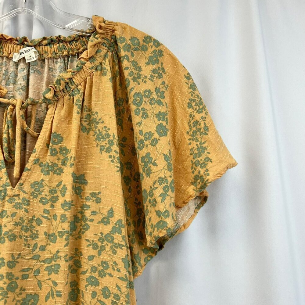 La Lavon. Women’s Floral Shift Dress Short Sleeve Orange/Green Size Small - Picture 4 of 8